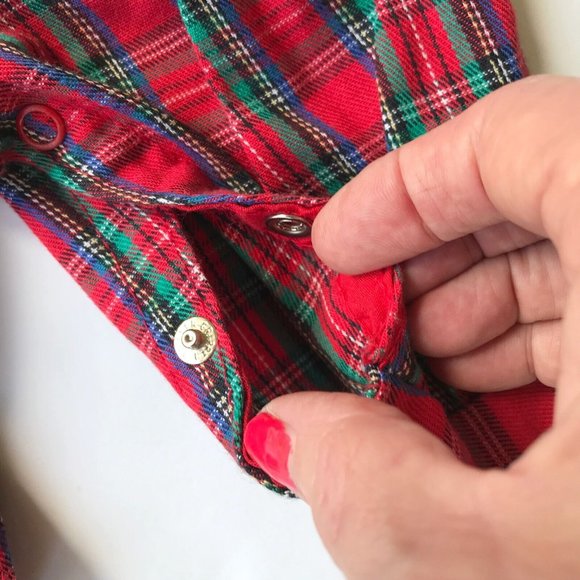 Alexis Toddler Overalls 3 M Month Red Plaid Embroidered Train Snaps EUC… - Picture 10 of 12
